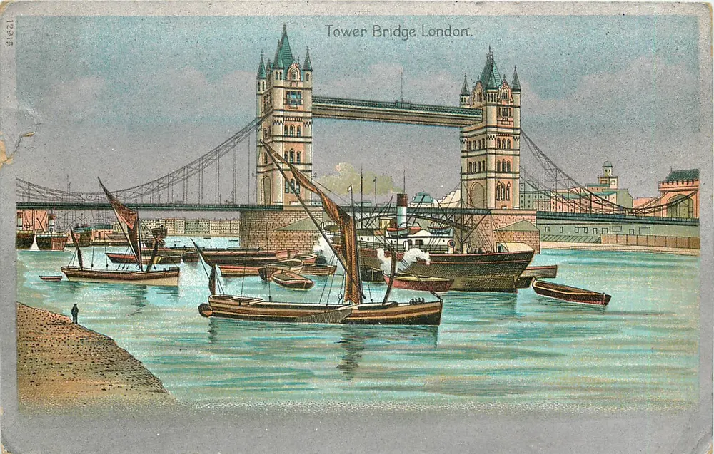 Ponte Torre. Londres. — vista do ponte e dos barcos — editor não identificado, n° de série 12815 - Frente