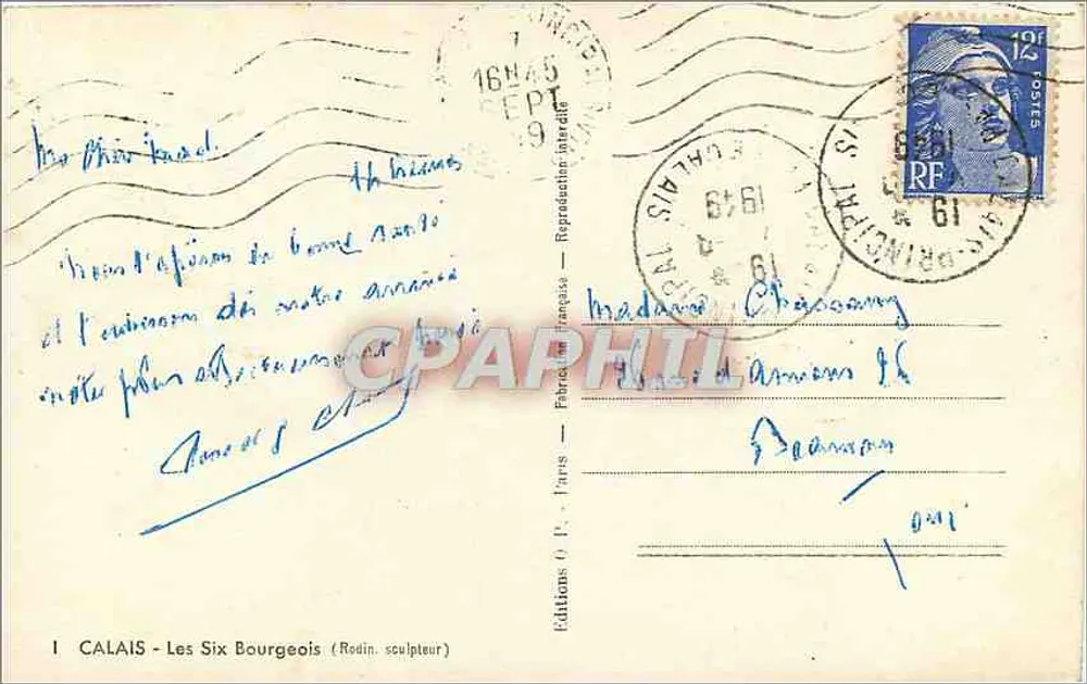 कैले - छह बोर्जोइज़ - ऑप. के संस्करण - पेरिस - पीछे