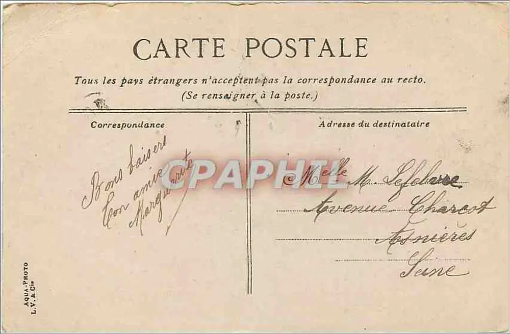 Trouville - Deauville - La gare — éditeur AQUA-PHOTO L.V. & Cie, n°7 - Verso