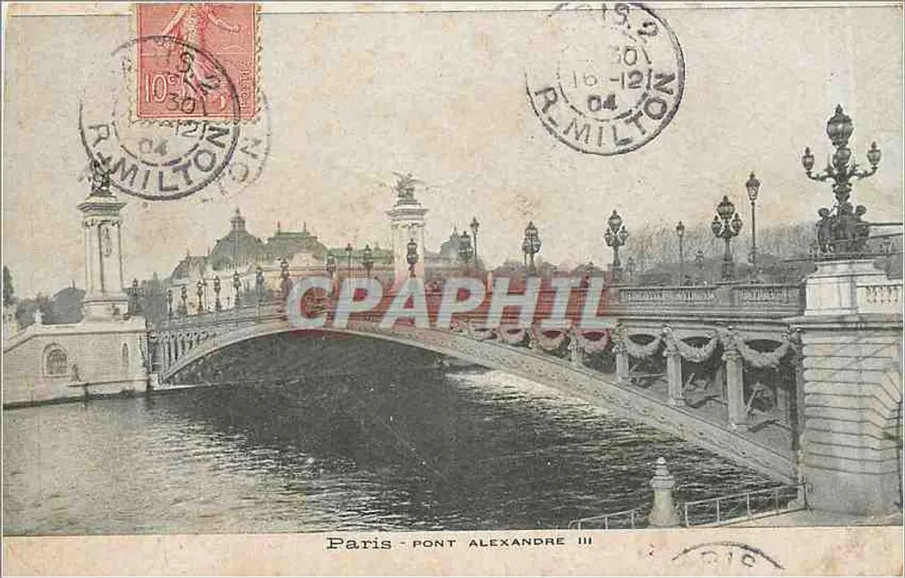 Paris - Ponte Alexandre III — editor R. Milton, n° de série 216 - Frente