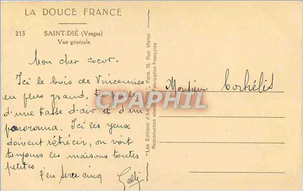 Saint-Dié (Vosges) — Allgemeiner Blick — Les Éditions d'Art VON, Paris - Rückseite