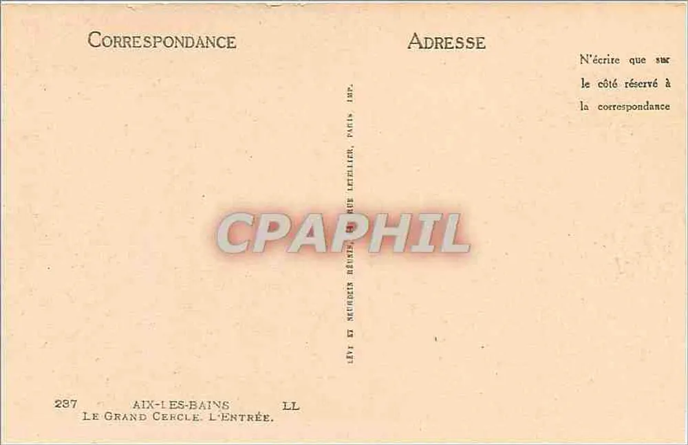 Aix-les-Bains — Le Grand Cercle. L'entrée — Lévy et Neurder, 297 - Verso