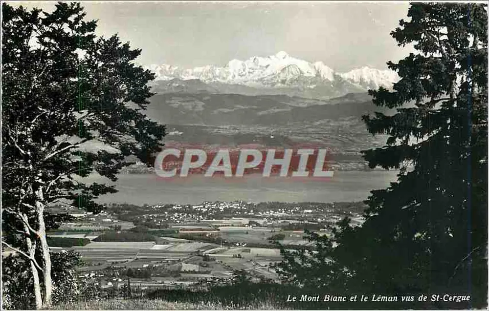 El Monte Blano y el Léman vistos desde St-Cergue — Edición fotográfica A. DERIAZ, Baume-les-Dames - Anverso