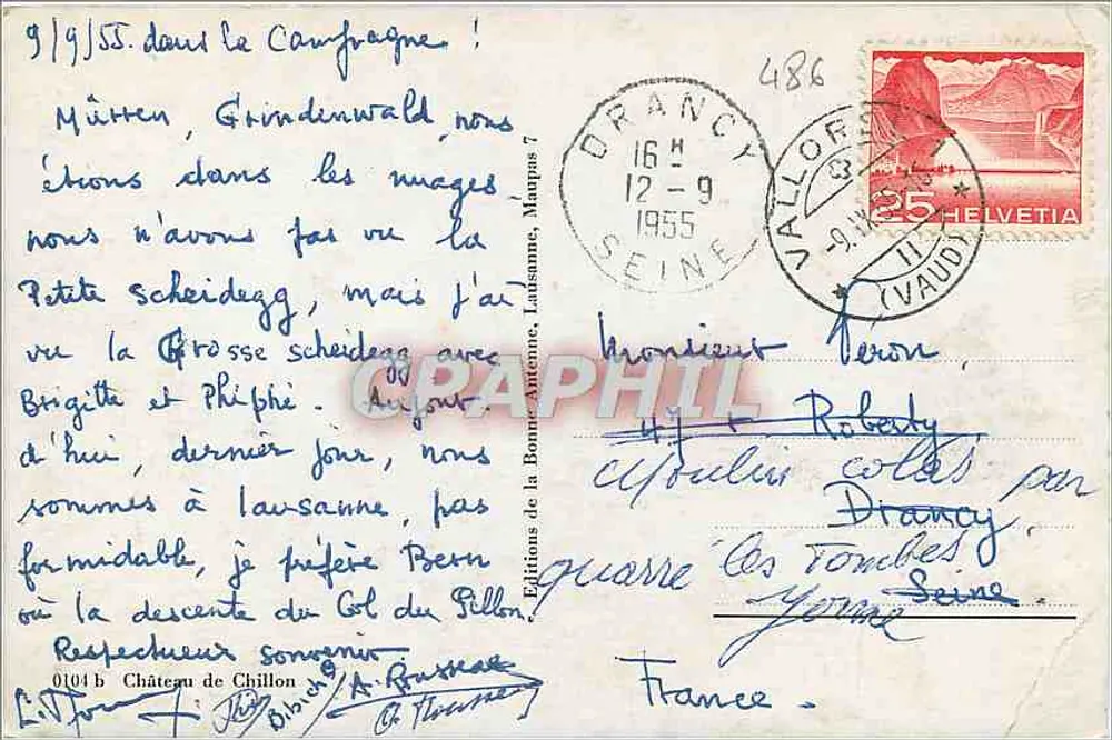 Castelo de Chillon — Lago Léman — Éditions de la Bonne Antenne, n° 0101 b - Verso