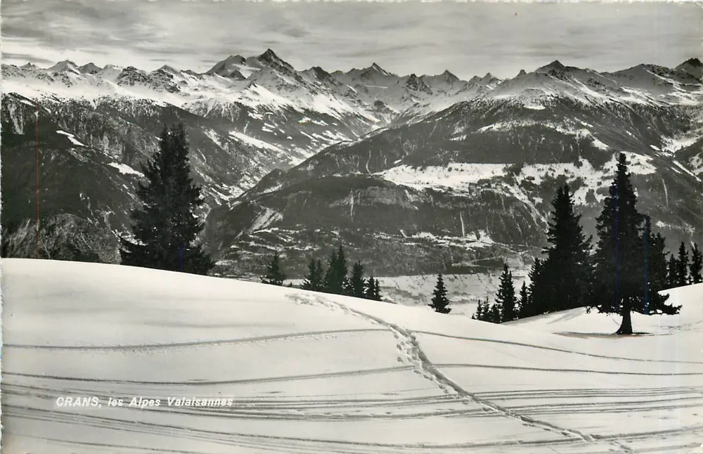 Crans, le Alpi Vallesane — vista di montagna innevata — Edizione 6844 - Recto