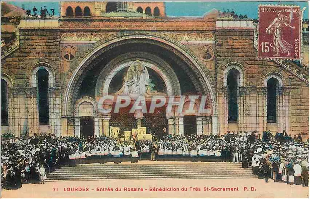 LOURDES - Eingang des Rosenkranzes - Segnung des Heiligsten — P. D. - Vorderseite