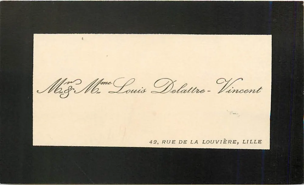 Herr und Frau Louis Delattre-Vincent — Adresse in Lille - Vorderseite