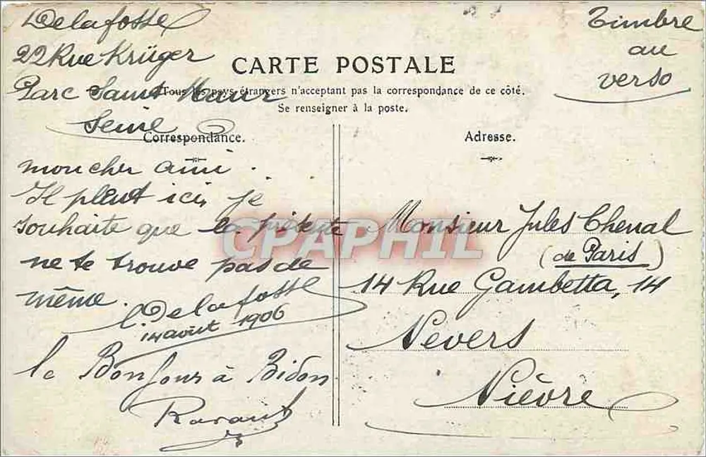 Chambord — Castelo de Chambord — editor G. Pratfont - Verso