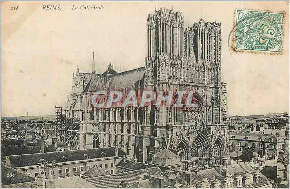 Reims — A Catedral — Editor: REIMS — n° de série 218 - Frente