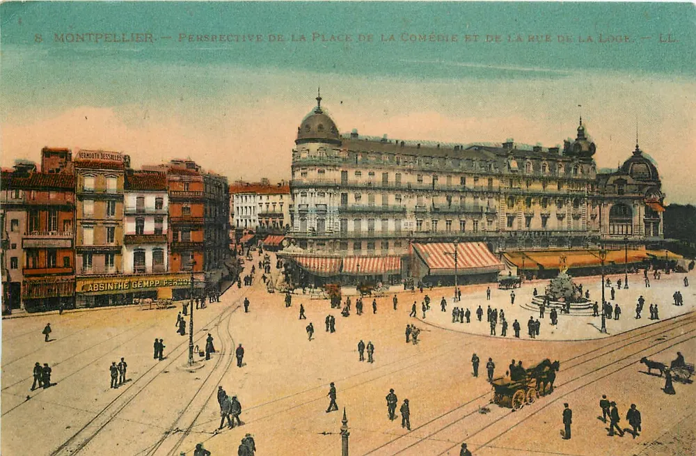 Montpellier — Perspectiva da Place de la Comédie e da Rue de la Loge — Verout Dessilles — LL - Frente