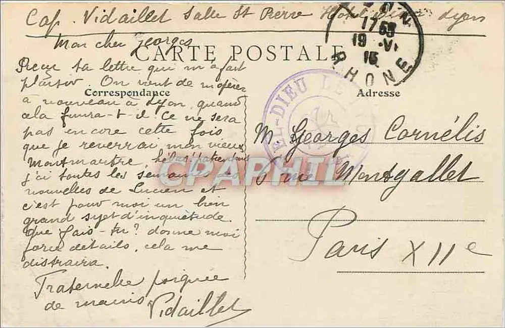 Lyon - Rourvière — Basílica Nossa Senhora de Fourvière — F.F. n°516 - Verso