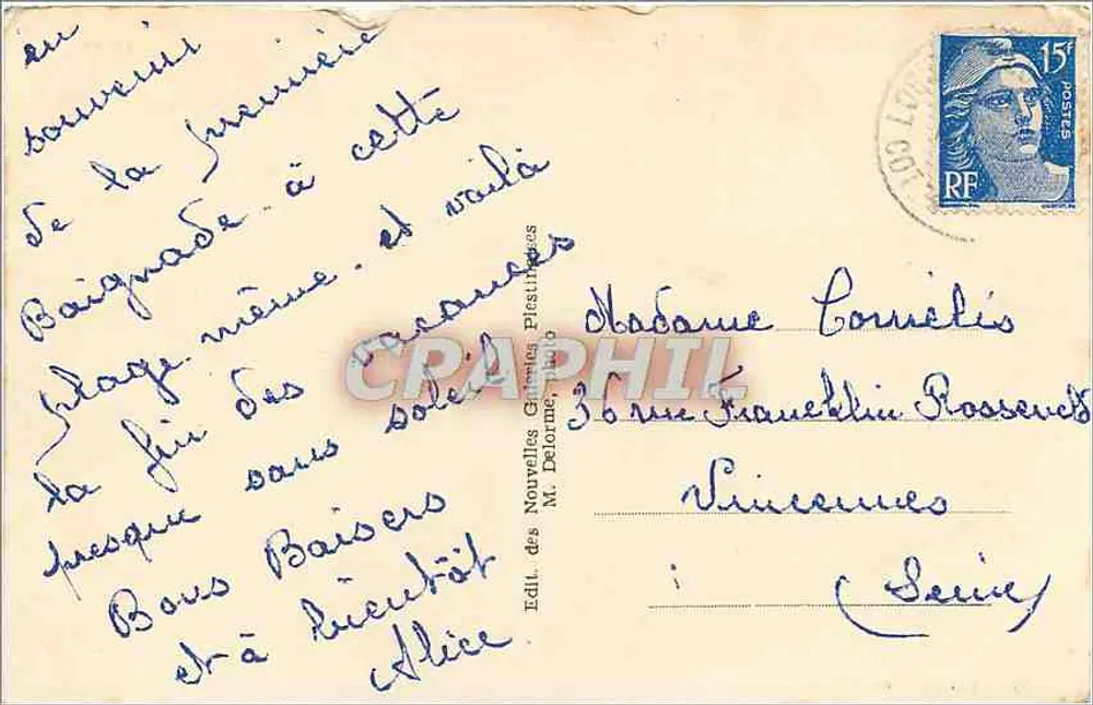 Plestin-les-Grèves (Côtes-du-Nord) — La Plage de Saint-Efflam — Éditeur M. Delorme, n° 96 - Verso