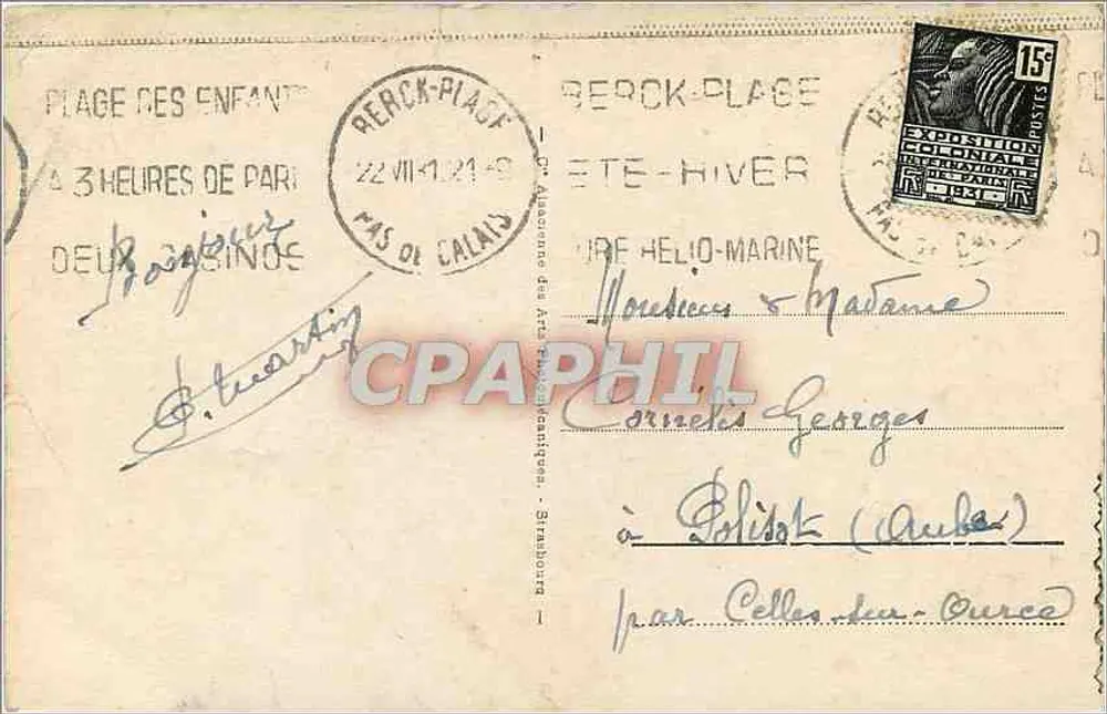 Berck-Plage - Die Bucht, das Kasino und die Promenade — anonymer Verlag, Nr. 18 - Rückseite