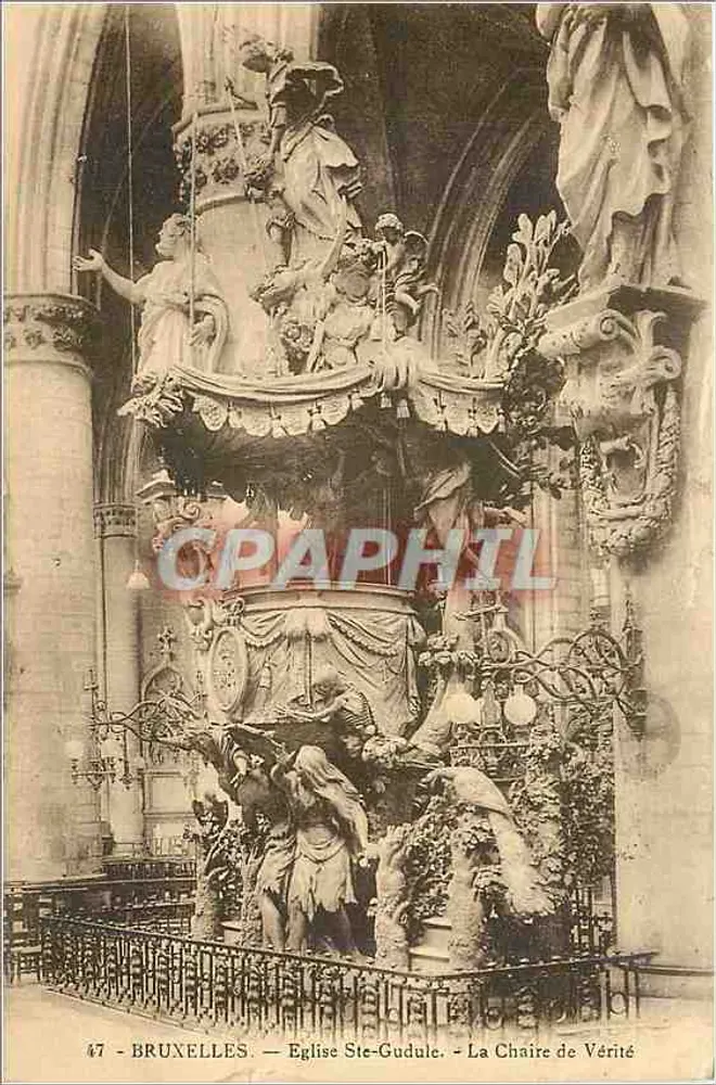 Bruxelles - Église Ste-Gudule - La Chaire de Vérité - Recto