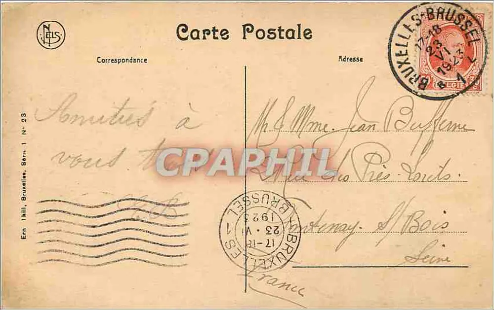 Brüssel — Rathaus und Grand'Place — Ern. Jels, Serie Nr. 23 - Rückseite