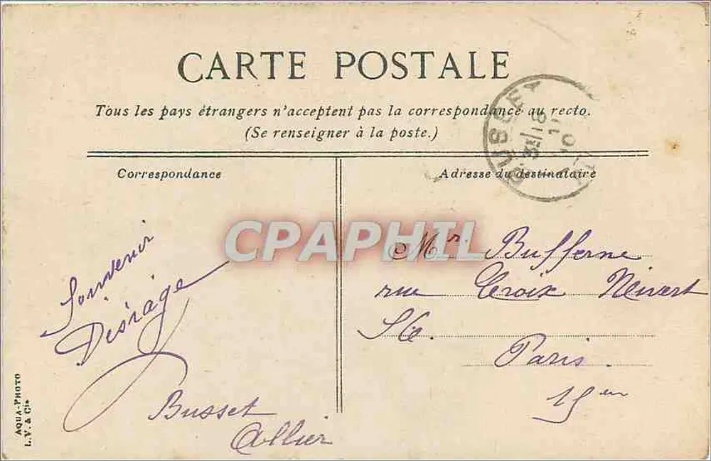 Vichy, o Hotel de Ville — editor L.V. & Cie, n°15 - Verso