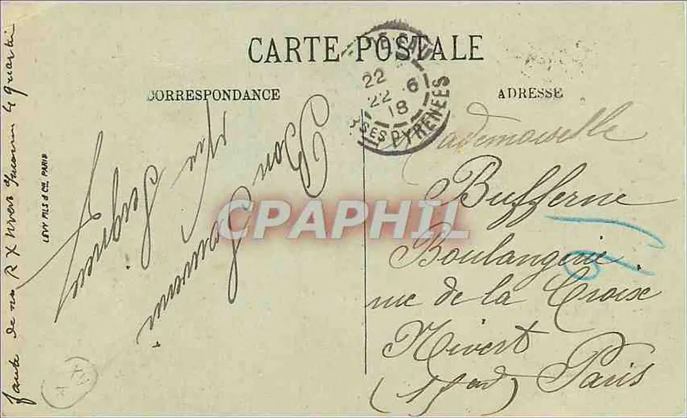 Le Pic du Midi vu du Boulevard des Pyrénées — Fau — LL. — n° 231 - Verso