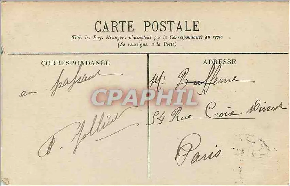 Vichy — Passage e Hotel das Correios — Editor não visível, n° de série 5 - Verso