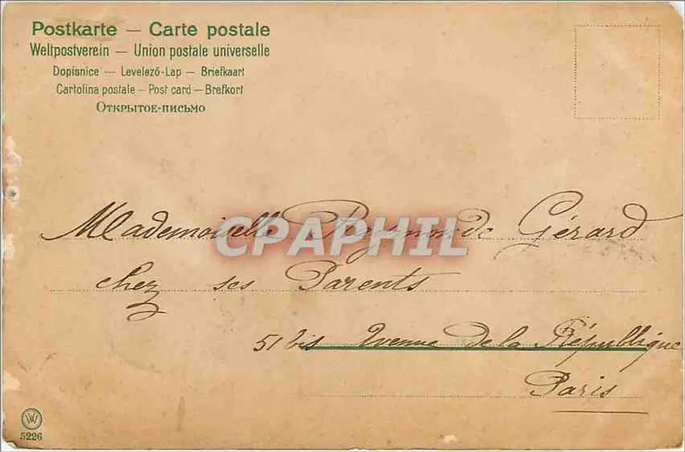 Dois crianças se beijando — 1º de janeiro de 1906 — editor não identificado - Verso