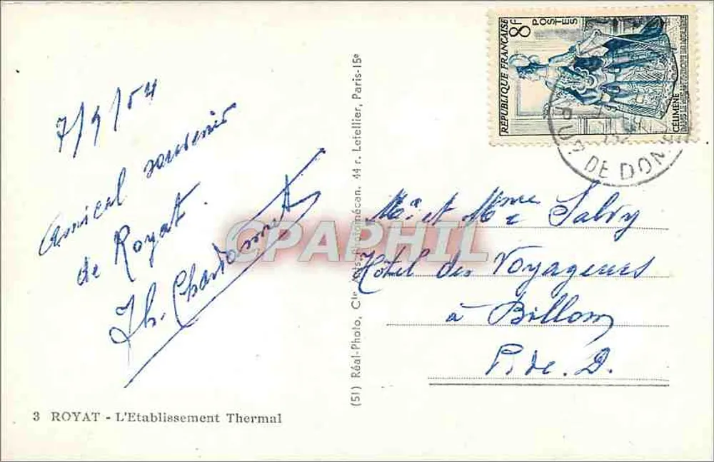 Royat — A Estação Termal — Réal-Photo, Cir. Letellier, Paris-15e - Verso