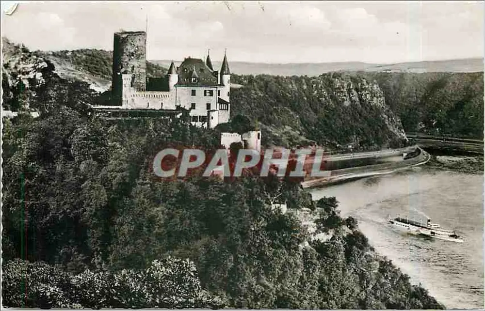 Cidade de Katz no rio Reno com Loreley — editor ECHTES Schöning Foto — N.R. 2512-1 - Frente