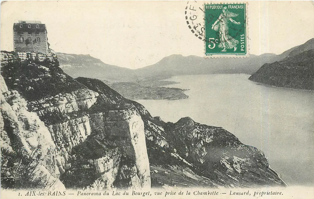 AIX-les-BAINS — Panorama du Lac du Bourget, vue prise de la Chambotte — Lansard, propriétaire. - Recto