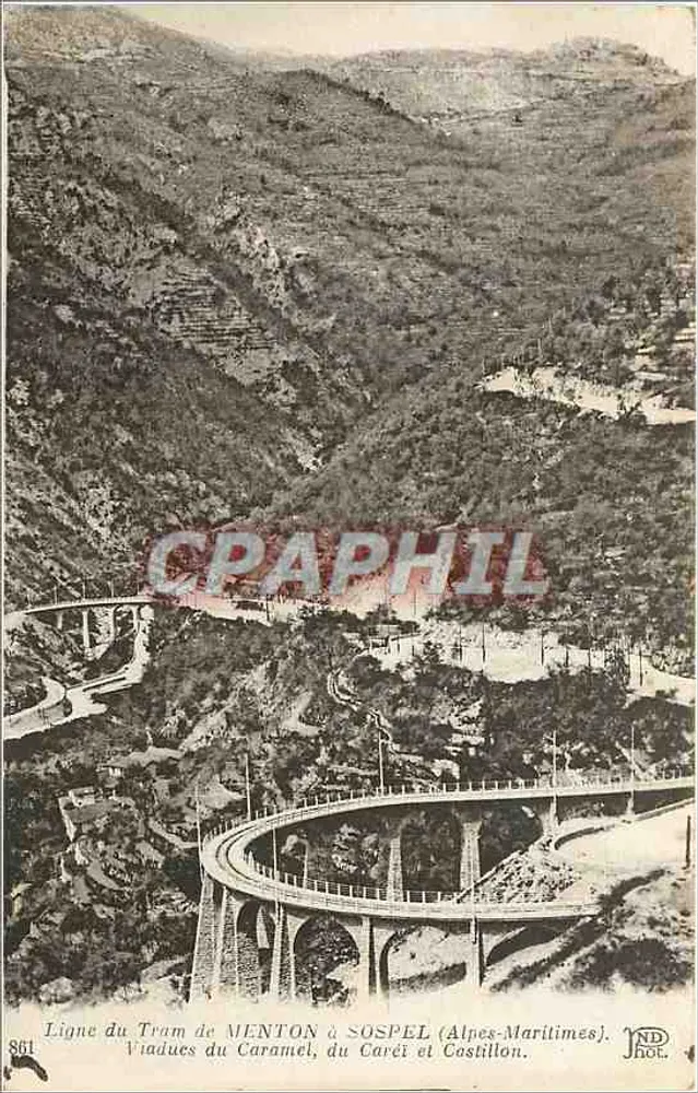 Tramlinie von MENTON nach SOSPÉL (Alpes-Maritimes) — Viadukte Caramel, Carcé und Castillon — NDHOT - Vorderseite