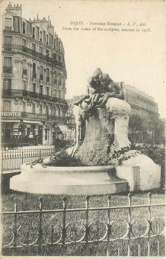 Dijon - Fontaine Blondat — editor L.V. — datada 1908 - Frente