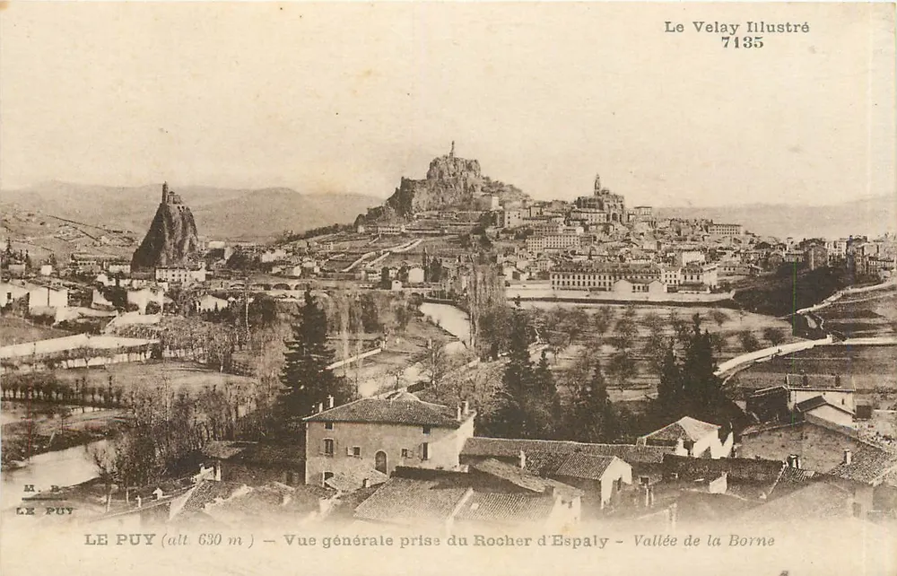 Le Puy (alt. 630 m) — Allgemeiner Blick von Rocher d’Espaly — Tal der Borne — Le Velay Illustré 7135 - Vorderseite