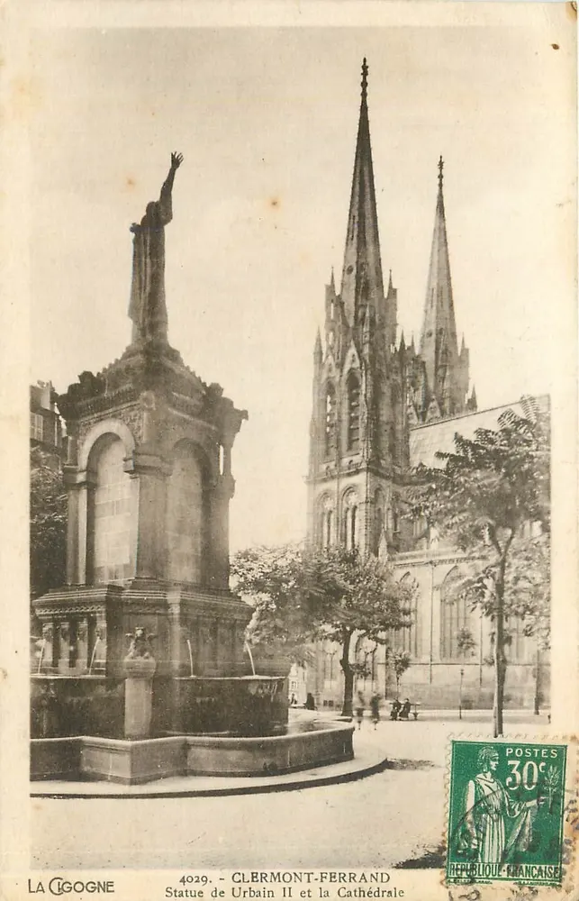 Clermont-Ferrand — Statue de Urbain II et la Cathédrale — La Cigogne, n°4029 - Recto