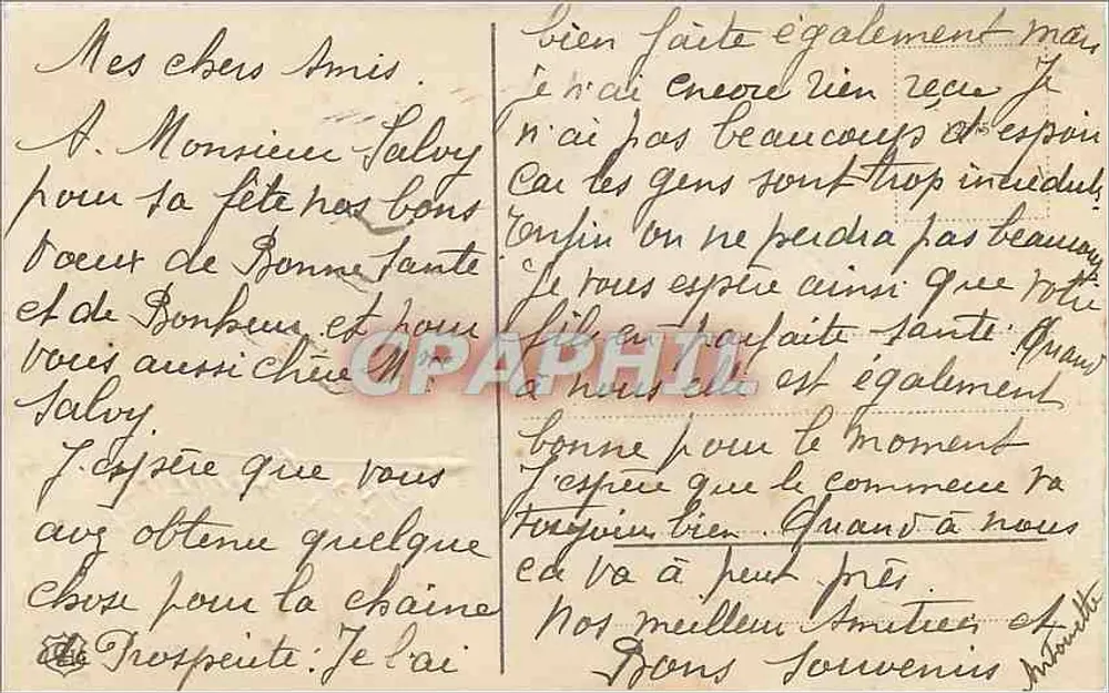 Arranjo de pêssegos — Boas festas — carta postal antiga - Verso