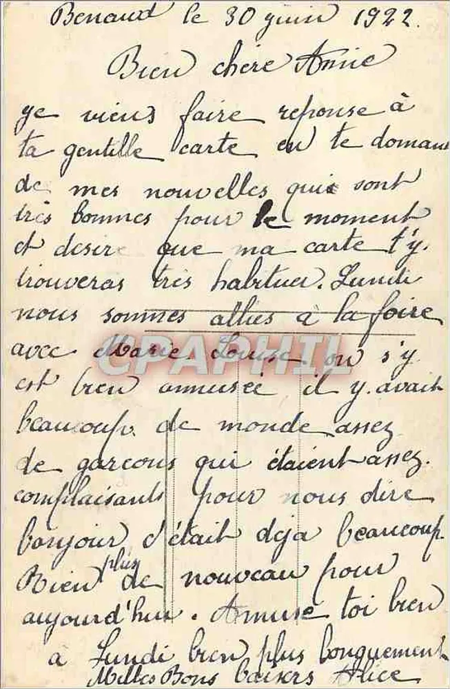 Jovem mulher em vestido colorido — cena de balcão com coluna — E.M. 617 - Verso