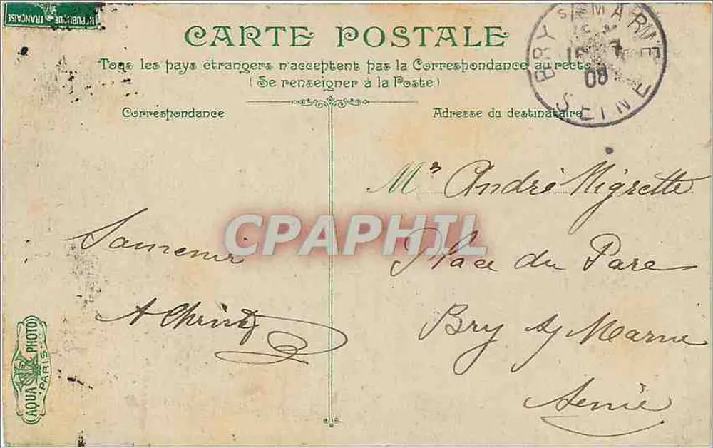 As Falésias com maré baixa — Treport — editor AQUA PHOTO PARIS, n° 107 - Verso