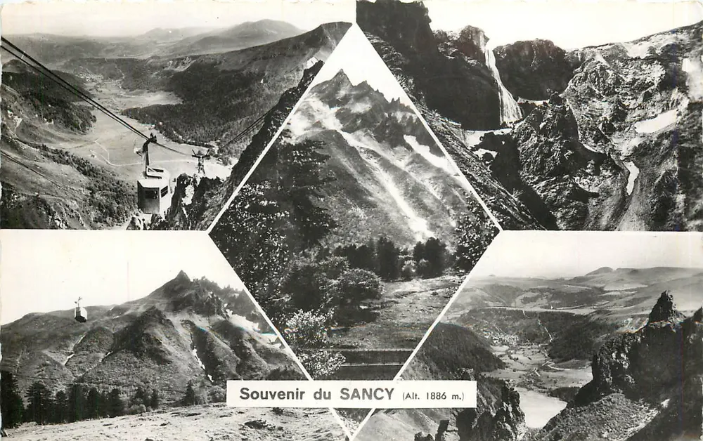 Sancy — Vista panorâmica com teleférico — Souvenir do SANCY (Alt. 1886 m.) — Réal-Photo - Frente