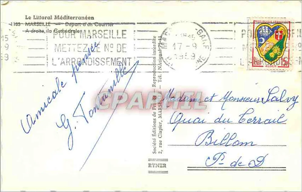 Le Littoral Méditerranéen — Départ d'un Courrier — Éditions de France, Marseille - Verso