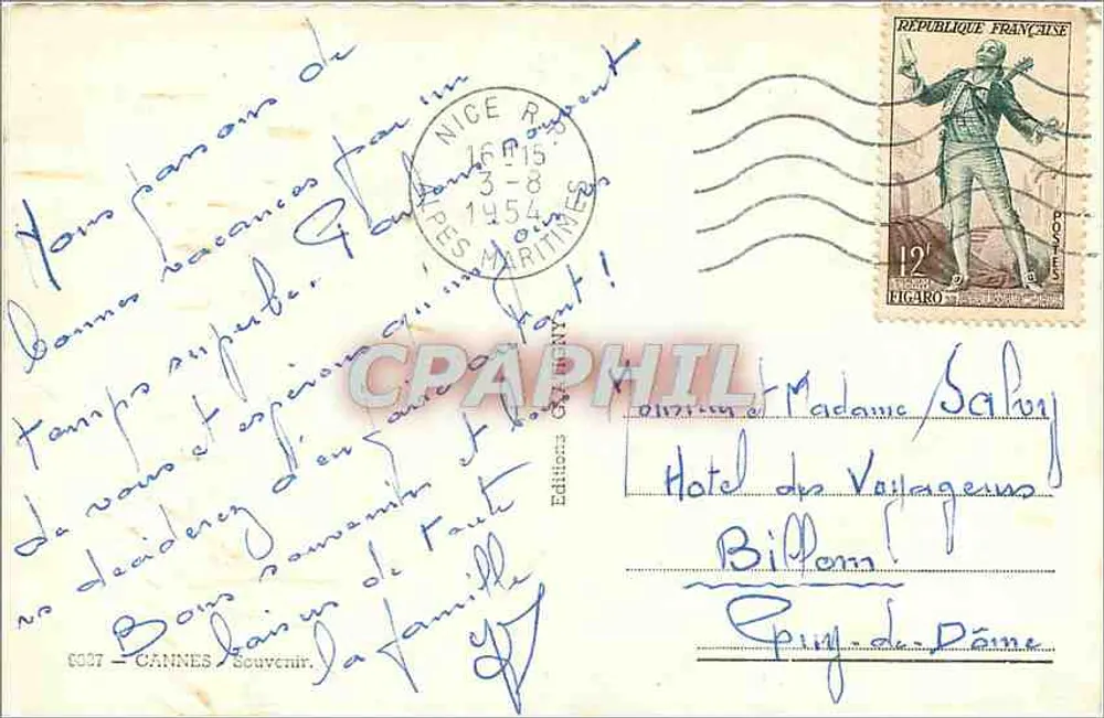 Cannes — Lembrete de Cannes — Éditions G. GARNY, n° 6007 - Verso