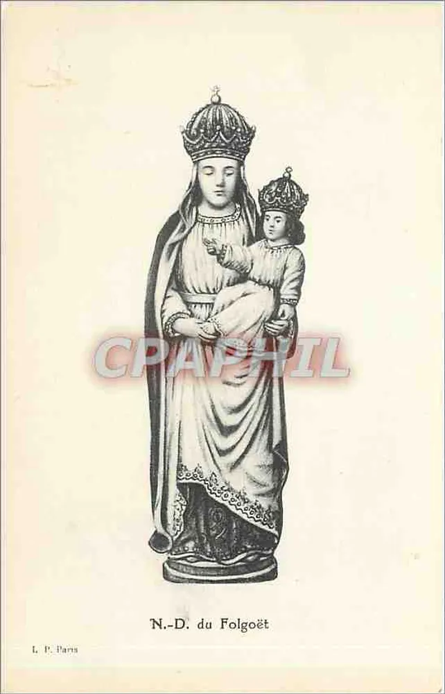 N.-D. do Folgoët — estátua da Virgem com o Menino — L. P. Paris - Frente