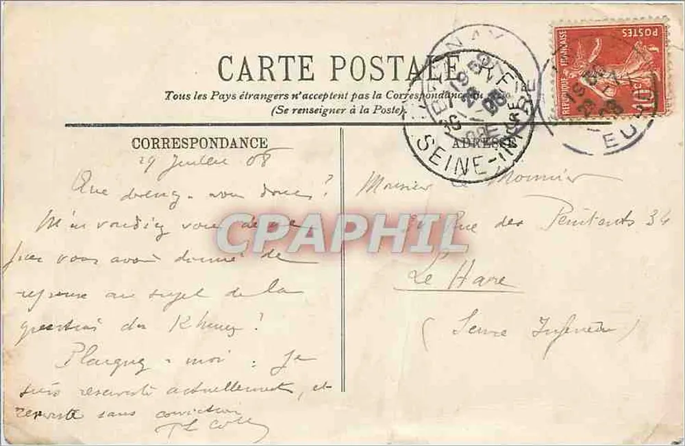Bernay — Sur la Charentonne — Boulevard Dubus. — Collection Walter, Bernay. - Rewers
