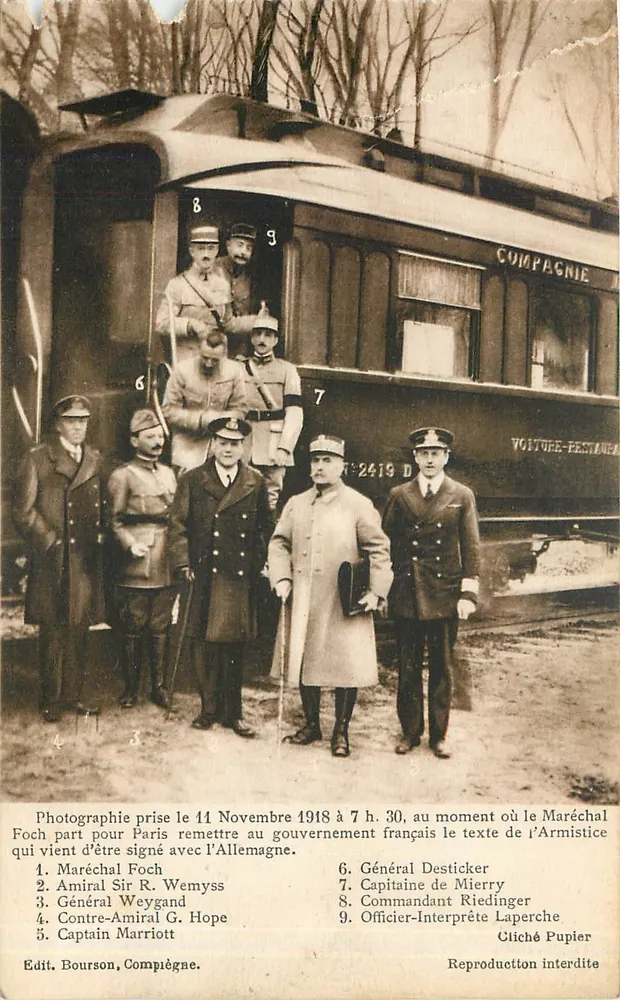Maréchal Foch — Unterzeichnung des Waffenstillstands in Compiègne — Édit. Bourson, Compiègne - Vorderseite