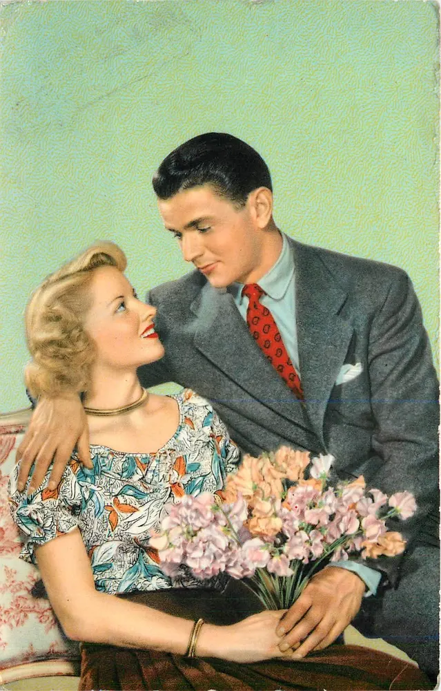 Casal amoroso — flores — n° 935/1 - Frente