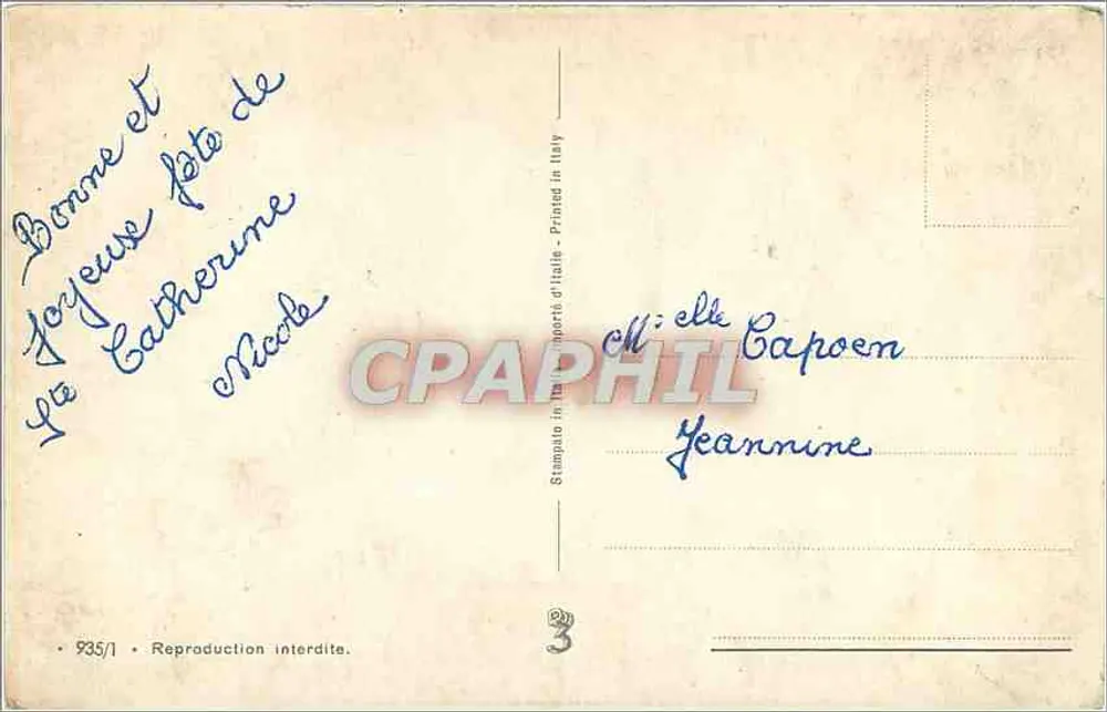 Casal amoroso — flores — n° 935/1 - Verso