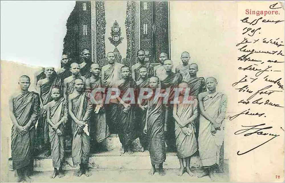 Grupo de monges budistas — Singapura 1904 — União Postal Universal - Frente