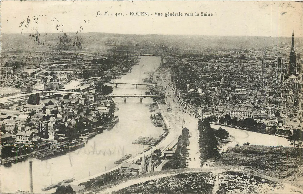 Rouen — Vista geral em direção à Sena — C.V. 421 - Frente