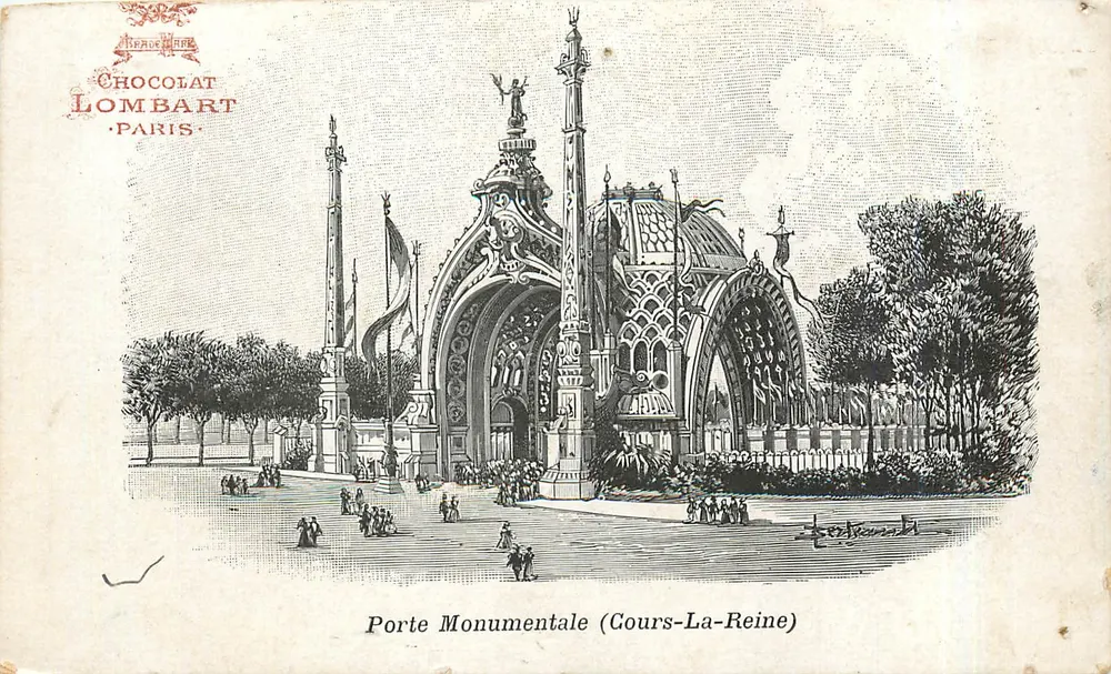 Monumentaltor (Cours-La-Reine) — Weltausstellung 1900 — Chocolat Lombart, Paris - Vorderseite