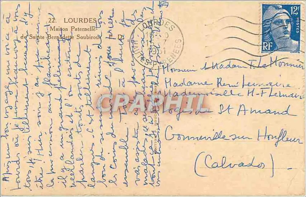Paternal Home of Bernadette Soubirous — Lourdes — unbekannter Verleger, Nr. 22 - Rückseite