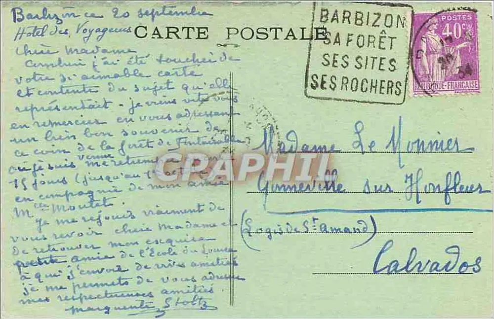 Bosque de Fontainebleau — Desierto de Apremont — editor no identificado, n.º 388 - Reverso