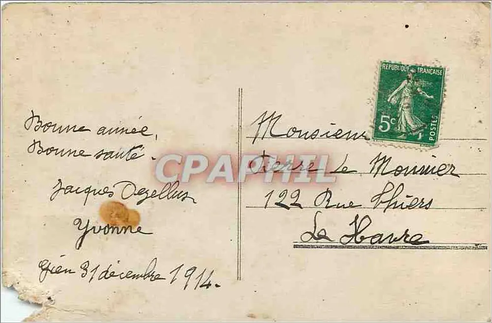 Canhão de 75 — caricatura de um oficial pulando de uma mesa diante de um galinha armado — texto de Louis Henninot - Verso