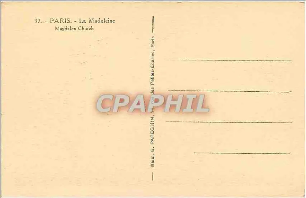 O Panteão — Paris — Editor E. Papeghin, n°37 - Verso