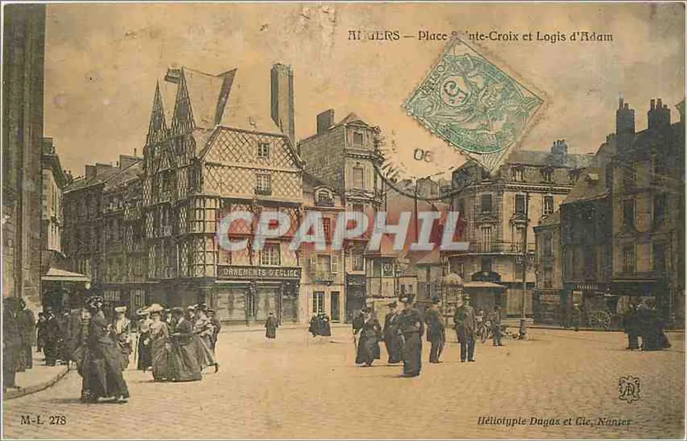 MIGLIERS — Plaza Santa Cruz y Logis d'Adam — Heliotipia Dagas et Cie, Nantes - Anverso