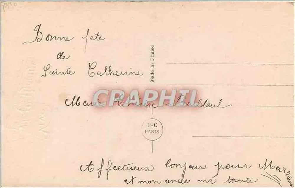 Santa Catarina — cartão postal de festa — P-C Paris 3109 - Verso